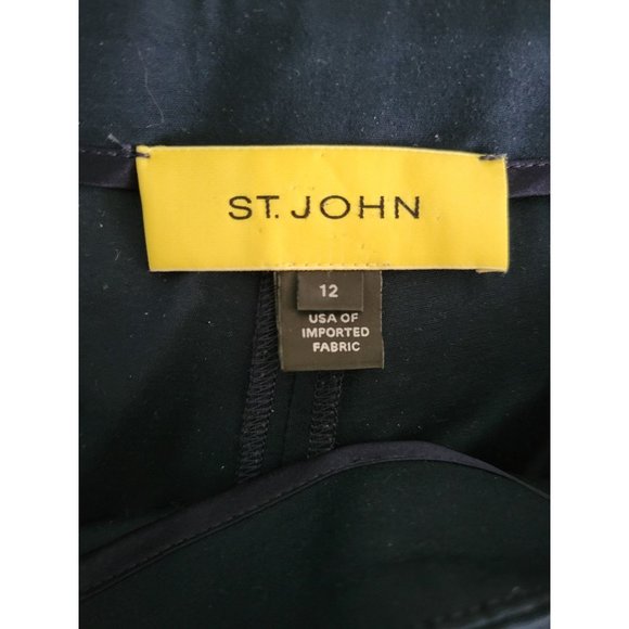 St John Navy blue yellow label stretch pant trousers size 12 quiet luxury career - Picture 2 of 6